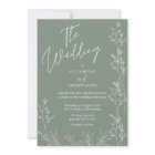Simple saga green trendy wedding Invitation