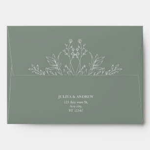 Simple Saga green wedding Invitation Envelope