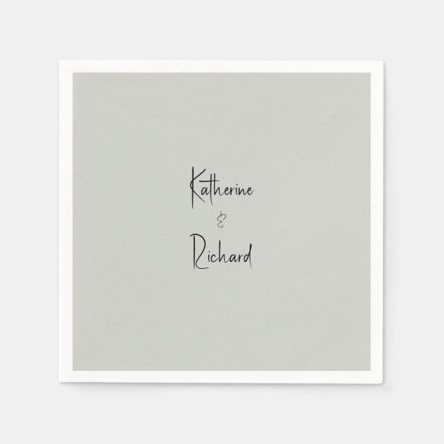 Simple Sage Custom Wedding Cocktail  Napkins (Front)