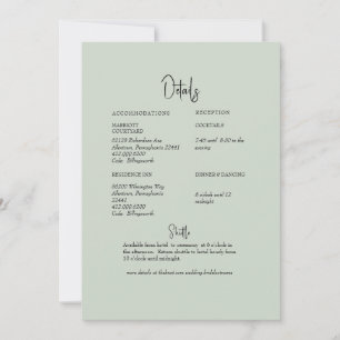 Simple Sage Digital Option Wedding Detail Invitation