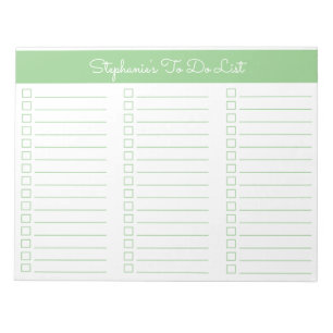 Simple Sage Green 8.5x11 Three Column Checklist Notepad