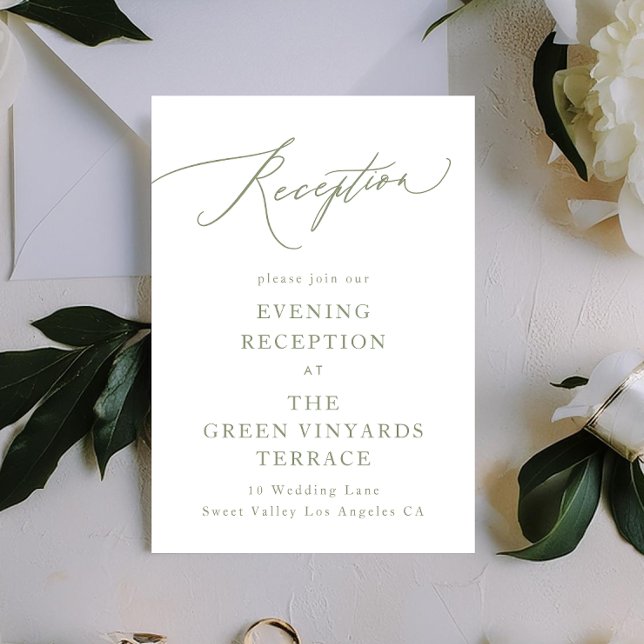 Simple Sage Green and White Modern Calligraphy Enclosure Card (Creator Uploaded)