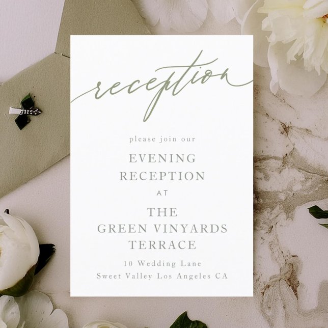 Simple Sage Green and White Modern Calligraphy Enclosure Card (Creator Uploaded)