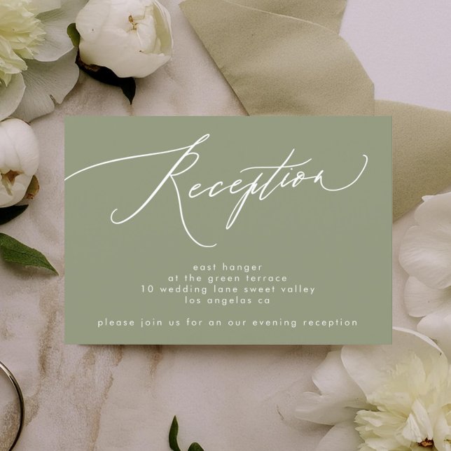 Simple Sage Green and White Modern Calligraphy Invitation (Creator Uploaded)