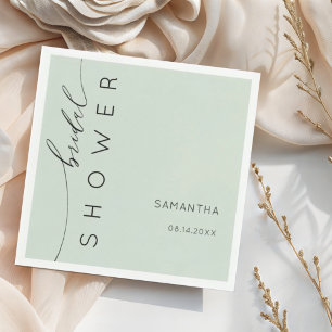 Simple Sage Green & Black Script Bridal Shower Napkin