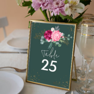 Simple Sage Green Blush Pink Floral Wedding Table Number