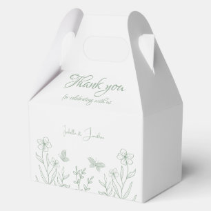 Simple sage green botanical wedding  favor box