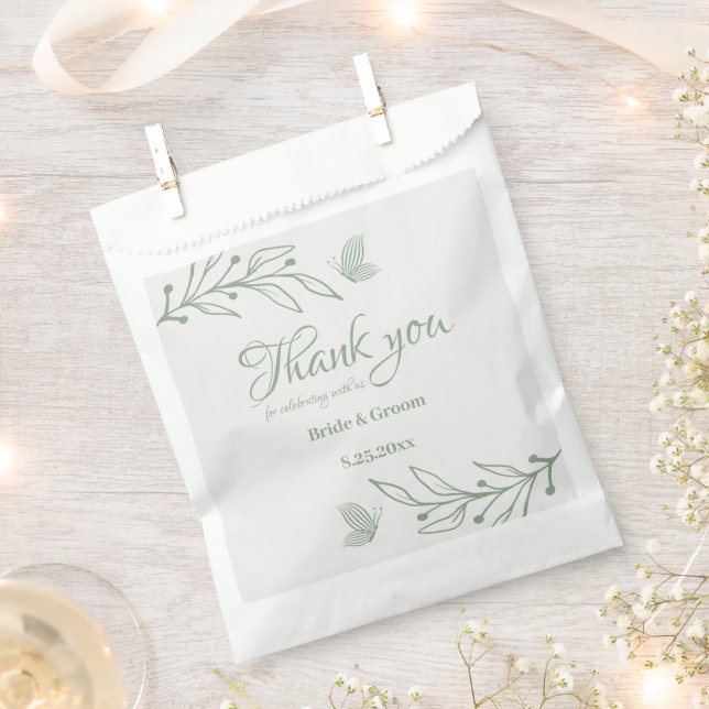 Simple sage green botanical wedding  favour bag (Clipped)