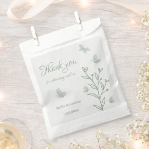 Simple sage green botanical wedding favour bag