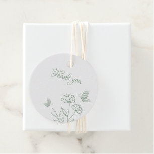 Simple sage green botanical wedding favour tags