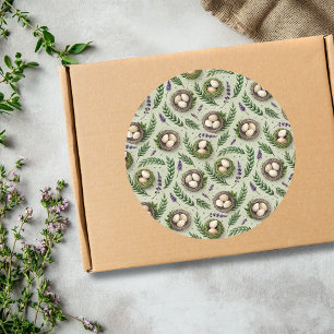 Simple Sage Green Easter Eggs Lavender Nest Classic Round Sticker