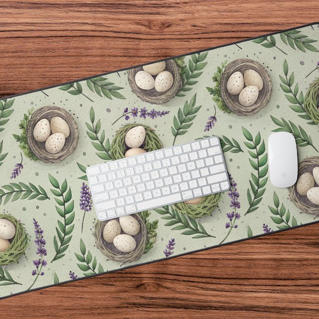 Simple Sage Green Easter Eggs Lavender Nest Desk Mat (Creator Uploaded)