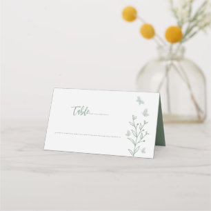 Simple sage green floral wedding place card