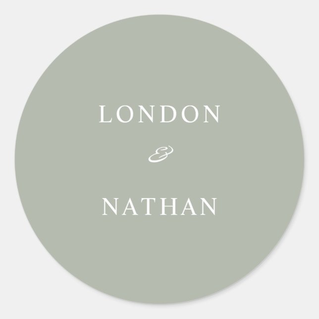 Simple Sage Green Greenery Classic Round Sticker (Front)