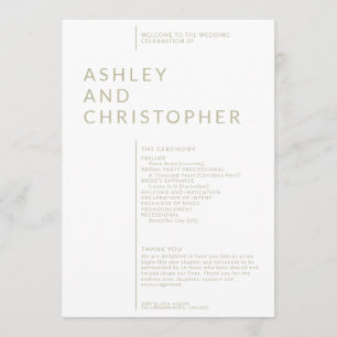 Simple Sage Green Isolated Names Wedding Ceremony Program