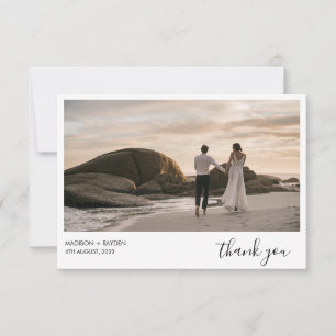 Simple Sage Green Landscape Photo Wedding Thank You Card