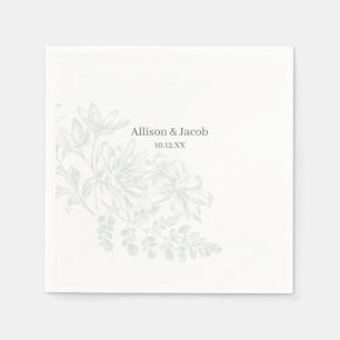 Simple Sage Green Line Drawing Wedding Napkin