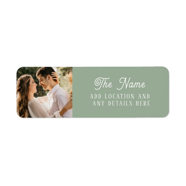 Simple Sage Green Mariage Photo Adresse de retour (Devant)