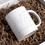 Simple Sage Green Minimalist Two Monogram Name Coffee Mug<br><div class="desc">Simple Lavender Sage Green Two Monogram Name mug perfect for bosses,  consultants,  professionals or businessmen.</div>