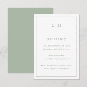 Simple Sage Green Monogram Elegant Wedding Enclosure Card