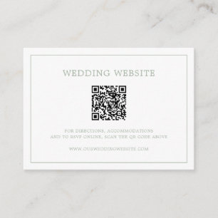 Simple Sage Green Monogram QR Code Elegant Wedding Enclosure Card