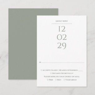 Simple Sage Green Special Date Wedding RSVP Card