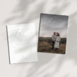 Simple Sage Green Vertical Photo Baby Shower Thank You Card<br><div class="desc">Introducing our simple sage green vertical photo baby shower thank you card, perfect for your simple modern boho celebration any season of the year! This card has a boho-chic, gender-neutral vibe with elegant calligraphy and a delicate minimalist design, making it ideal for both girls and boys. Plus, it's editable, so...</div>