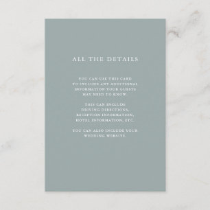 Simple Sage Green Wedding Guest Details Enclosure Card