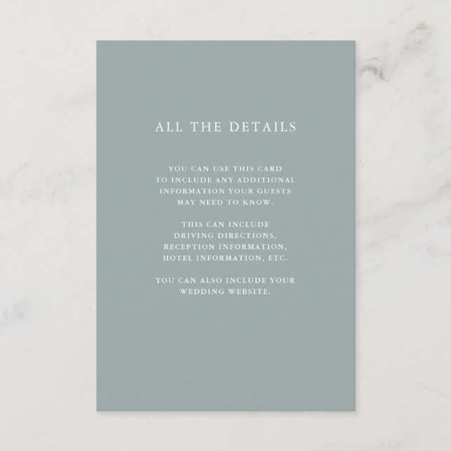 Simple Sage Green | Wedding Guest Details Enclosure Card (Front)