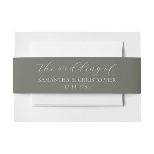 Simple Sage Green Wedding of Invitation Belly Band