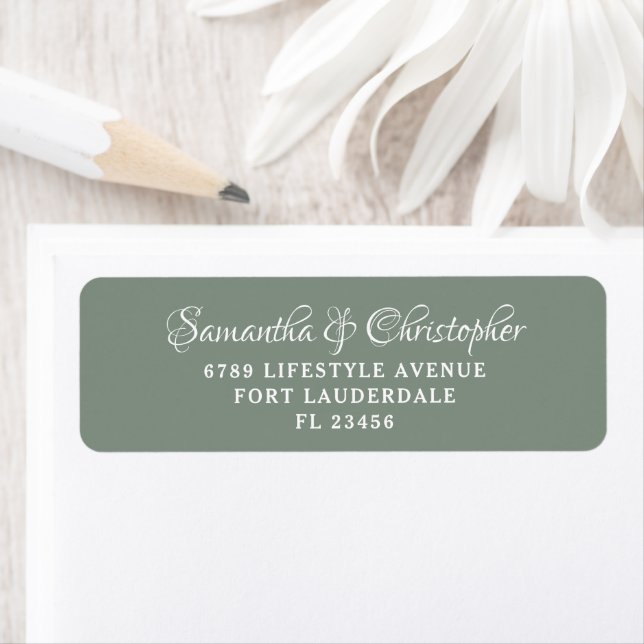 Simple Sage Green Wedding Return Address Label (Insitu)