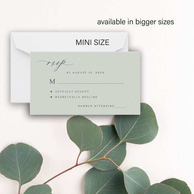 Simple sage green wedding RSVP mini Card (Creator Uploaded)