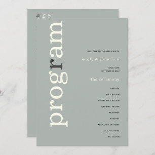 Simple Sage Ivory Text Wedding Program