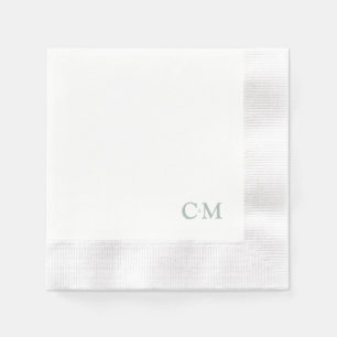 Simple Sage Monogram  Wedding Cocktail Napkin