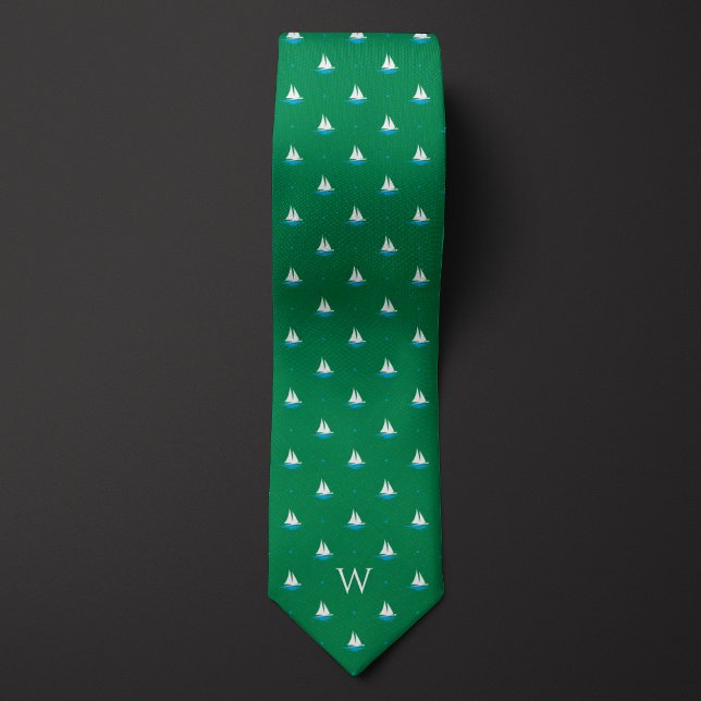 Simple Sailboat Monogram Tie (Creator Uploaded)