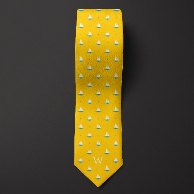 Simple Sailboat Monogram Tie (Creator Uploaded)