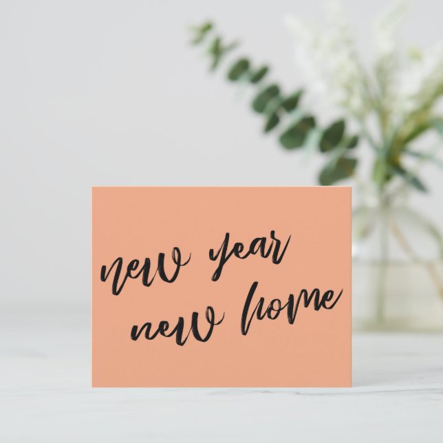 Simple Salmon New Year New Home Announcement (Standing Front)