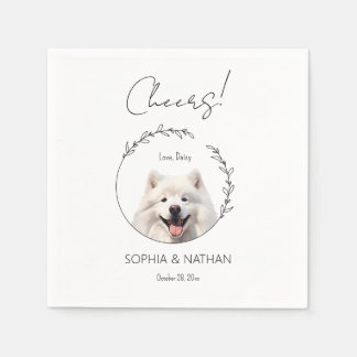 Simple Samoyed Dog Wedding Cocktail  Napkin