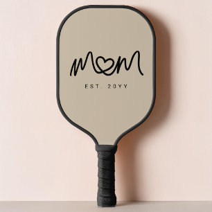 Simple Sand Brown Script Cute Modern Best Mom Ever Pickleball Paddle