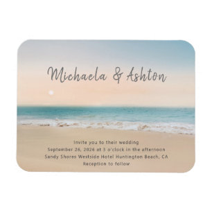 Simple Sandy Beach Wedding Invitation  Magnet
