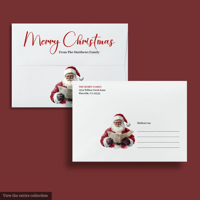 Simple Santa Claus Stylish Modern Holiday Envelope (Simple Santa Claus Stylish Modern Holiday Envelope)