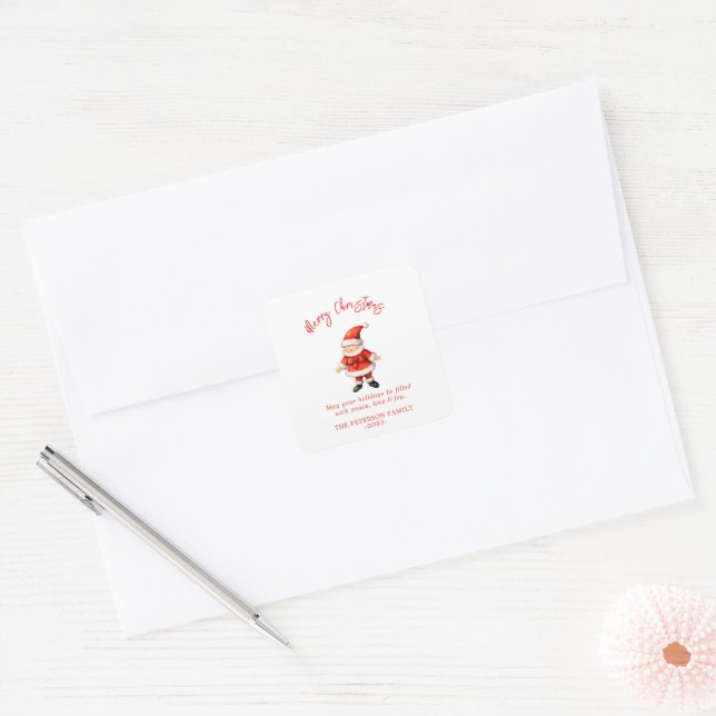Simple Santa Clause Christmas  Square Sticker (Envelope)