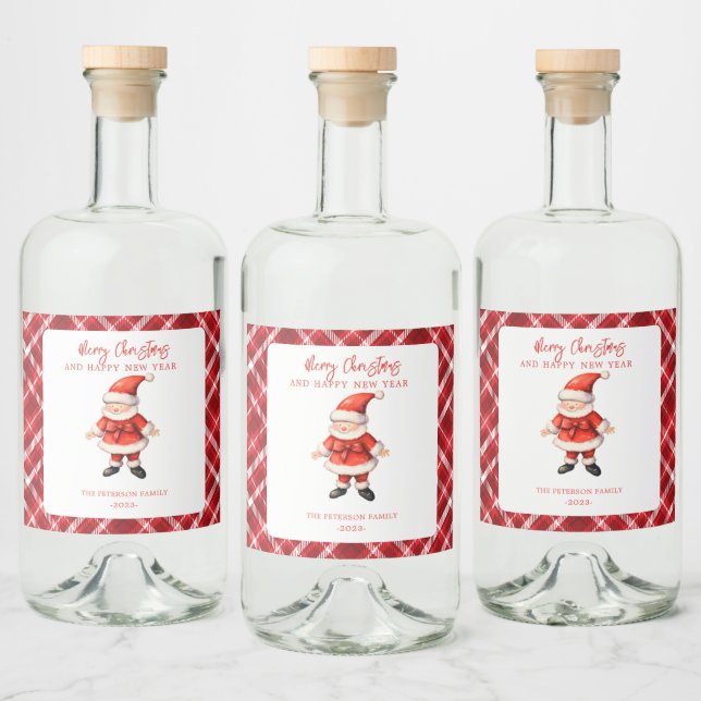 Simple Santa Clause Red Christmas  Liquor Bottle Label (Bottles)