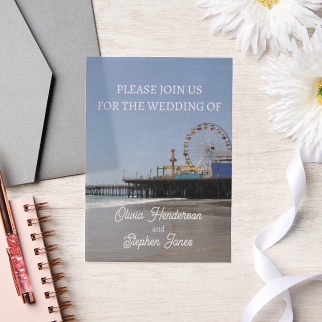 Simple Santa Monica Pier Ferris Wheel Invitation (Wedding)