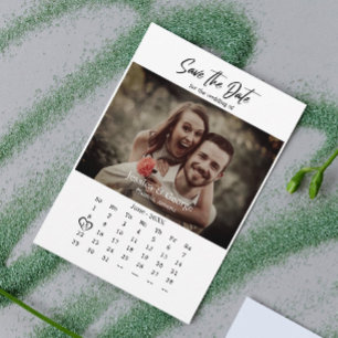 Simple Save The Date Calendar QR Code Wedding Announcement