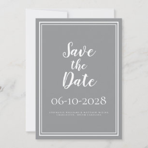 Simple Save The Date Grey Modern Chic Wedding