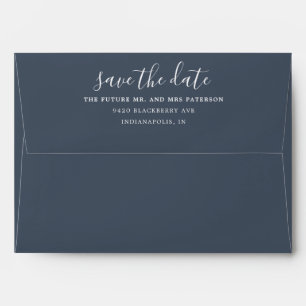 Simple Save the Date Navy Pre-Addressed Envelope