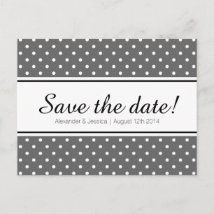 Simple save the date postcards white polka dots