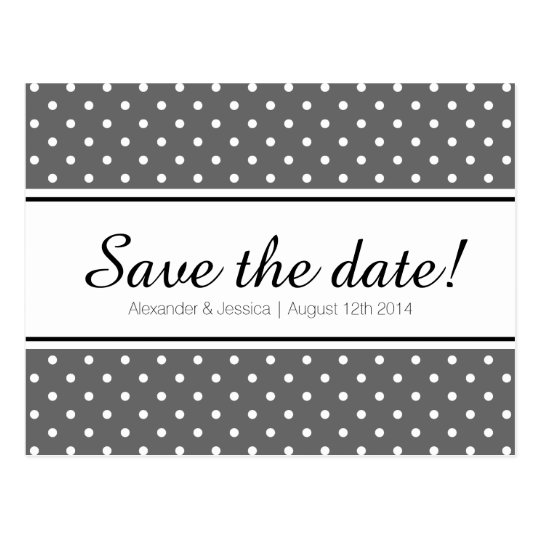 Simple save the date postcards | white polka dots
