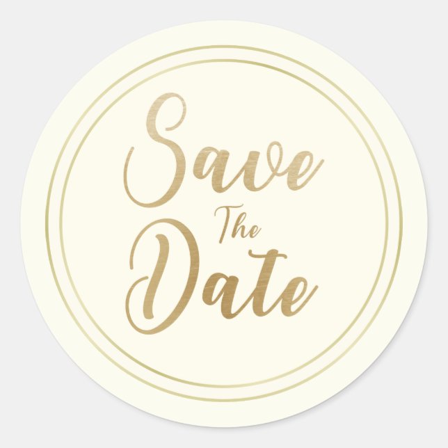 Simple Save the Date Quote Faux Golden Typography Classic Round Sticker (Front)